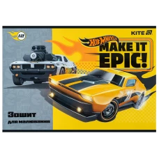 Зошит для малювання, 12 арк., скоба, софт тач + УФ лак, Hot Wheels HW25-241 Kite