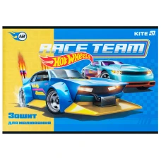Зошит для малювання, 12 арк., скоба, софт тач + УФ лак, Hot Wheels HW25-241 Kite