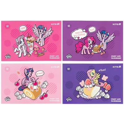 Зошит для малювання, 12 арк., скоба, софт тач + УФ лак, My Little Pony LP25-241 Kite