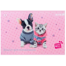 Зошит для малювання, 12 арк., скоба, софт тач + УФ лак, Studio Pets SP25-241 Kite