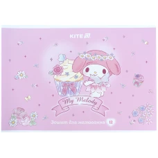 Зошит для малювання, 12 арк., скоба, УФ лак + глітер, LMy Melody HK25-241-3 Kite