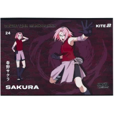 Зошит для малювання, 24 арк., скоба, гібр. лак + УФ лак, Naruto NR25-242 Kite