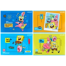Зошит для малювання, 24 арк., скоба, гібр. лак + УФ лак, SpongeBob SquarePants SB25-242 Kite