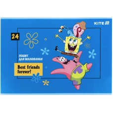 Зошит для малювання, 24 арк., скоба, гібр. лак + УФ лак, SpongeBob SquarePants SB25-242 Kite