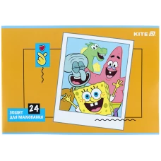 Зошит для малювання, 24 арк., скоба, гібр. лак + УФ лак, SpongeBob SquarePants SB25-242 Kite