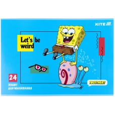 Зошит для малювання, 24 арк., скоба, гібр. лак + УФ лак, SpongeBob SquarePants SB25-242 Kite