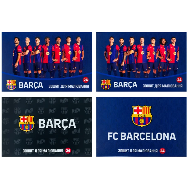 Зошит для малювання, 24 арк., скоба, софт тач + УФ лак, FC Barcelona BC25-242 Kite