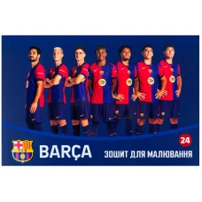 Зошит для малювання, 24 арк., скоба, софт тач + УФ лак, FC Barcelona BC25-242 Kite