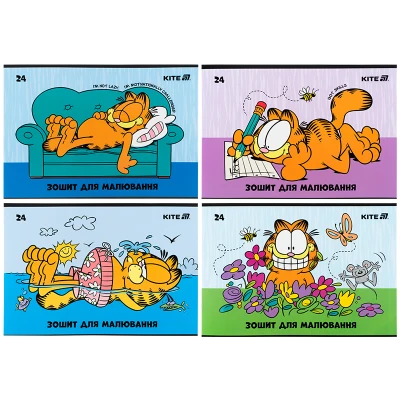 Зошит для малювання, 24 арк., скоба, софт тач + УФ лак, Garfield GF25-242 Kite
