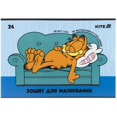 Зошит для малювання, 24 арк., скоба, софт тач + УФ лак, Garfield GF25-242 Kite