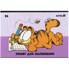 Зошит для малювання, 24 арк., скоба, софт тач + УФ лак, Garfield GF25-242 Kite