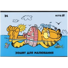 Зошит для малювання, 24 арк., скоба, софт тач + УФ лак, Garfield GF25-242 Kite