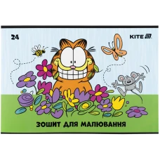Зошит для малювання, 24 арк., скоба, софт тач + УФ лак, Garfield GF25-242 Kite
