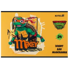 Зошит для малювання, 24 арк., скоба, софт тач + УФ лак, Ninja Turtles NT25-242 Kite