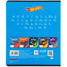 Зошит 12 арк., лінія, гібр. лак + УФ лак, Hot Wheels HW25-234 Kite