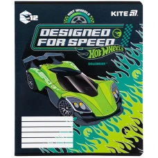 Зошит 12 арк., лінія, гібр. лак + УФ лак, Hot Wheels HW25-234 Kite