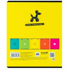 Зошит 48 арк., клітинка, УФ лак об'ємний + софт тач, One color K25-259-2 Kite