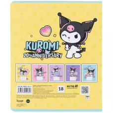 Зошит 18 арк., лінія, софт-тач + УФ лак, Kuromi HK25-237-2 Kite