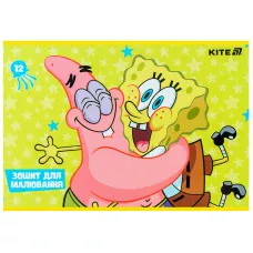Зошит для малювання, 12 арк., скоба, софт тач + УФ лак, SpongeBob SquarePants SB25-241 Kite