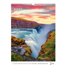 Календар настінний А3 2026 р., Waterfalls, 8804-26-2-A
