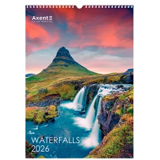 Календар настінний А3 2026 р., Waterfalls, 8804-26-2-A
