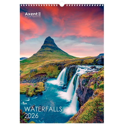 Календар настінний А3 2026 р., Waterfalls, 8804-26-2-A