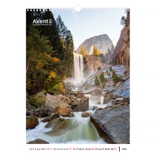 Календар настінний А3 2026 р., Waterfalls, 8804-26-2-A