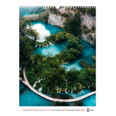 Календар настінний А3 2026 р., Waterfalls, 8804-26-2-A