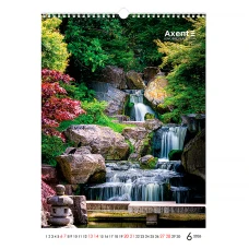 Календар настінний А3 2026 р., Waterfalls, 8804-26-2-A