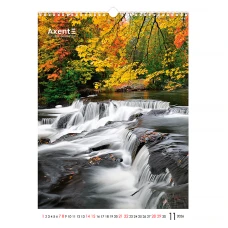 Календар настінний А3 2026 р., Waterfalls, 8804-26-2-A