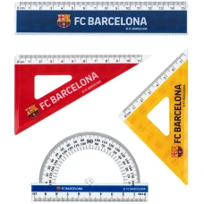 Набір: лінійка 15 см, 2 косінця, транспортир, з принтом FC Barcelona BC25-282 Kite