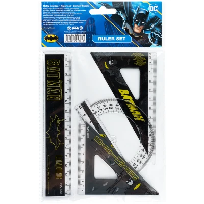 Набір: лінійка 15 см, 2 косінця, транспортир, з принтом DC Comics DC25-282 Kite