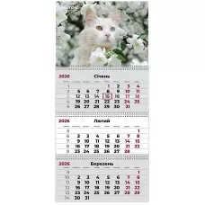 Календар настінний квартальний 2026 р.,3 пр. Cats 3, 8803-26-15-A