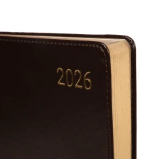 Щоденник-діловий записник А5 Leo Planner датований 2026 "Aldento", інтегральний, т-корич 368 с, 252673