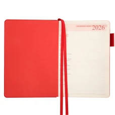 Щоденник-діловий записник А5 Leo Planner датований 2026 "Binario", м'який, червоний, 368 с, 252642