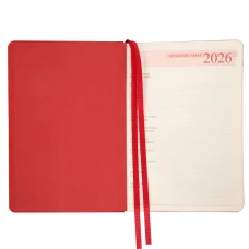 Щоденник-діловий записник А5 Leo Planner датований 2026 "Boss", м'який, червоний, 368 с, 252636