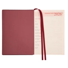 Щоденник-діловий записник А5 Leo Planner датований 2026 "Credo", інтегральний, бордовий, 368 с, 252645