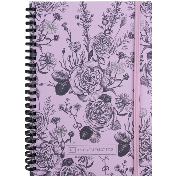 Блокнот на спіралі карт. обк., А5, 80 арк, кліт, OS, Pink Roses, 8471-2-A-OS