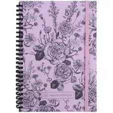 Блокнот на спіралі карт. обк., А5, 80 арк, кліт, OS, Pink Roses, 8471-2-A-OS