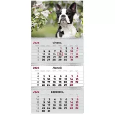 Календар настінний квартальний 2026 р.,3 пр. Dogs 2, 8803-26-17-A