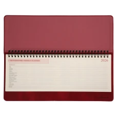 Планінг (щотижневик) настільний 30х14 см Leo Planner датований 2026 "Persona", бордовий, 128 с. 252656
