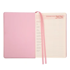 Щоденник-діловий записник А5 Leo Planner датований 2026 "Chiara", твердий, рожевий, 368 с. 252686