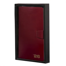 Щоденник-діловий записник 12х20 см Leo Planner датований 2026 "Alpha", м'який, бордовий, 352 с. 252630