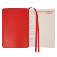 Щоденник-діловий записник А5 Leo Planner датований 2026 "Vitto", м'який, червоний, 368 с. 252643
