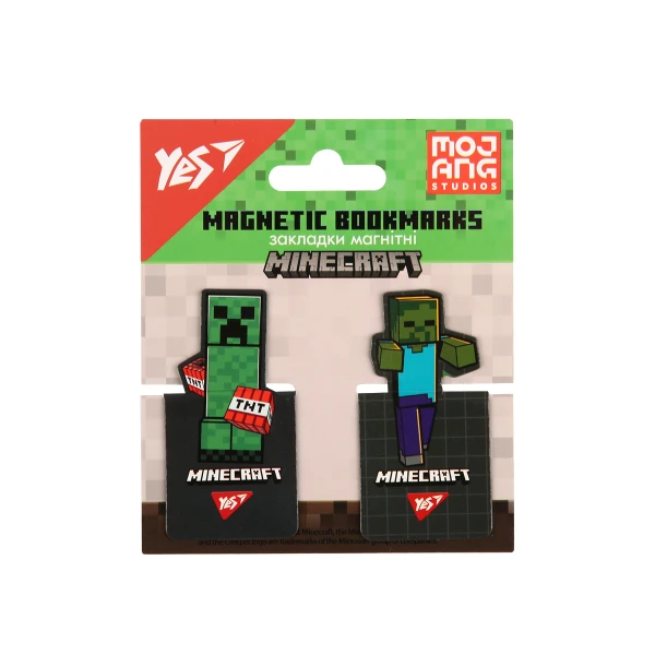 Закладки магнітні YES "Minecraft", висікання, 2 шт, 708397