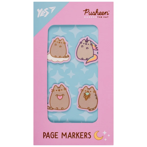 Закладки-стікери YES "Pusheen", пластик, 80 шт. (4х20), 170419