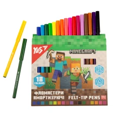 Фломастери YES 18 кольорів "Minecraft", амортизуючі, 650584