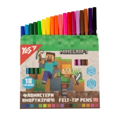 Фломастери YES 18 кольорів "Minecraft", амортизуючі, 650584