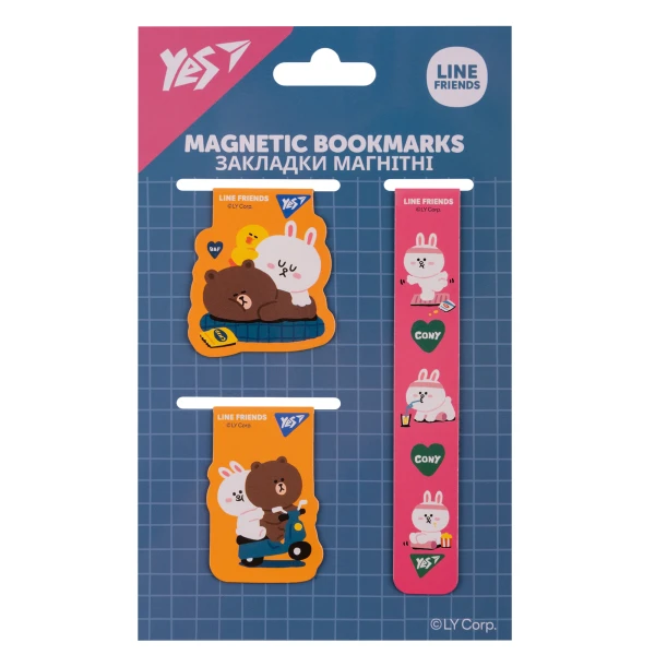 Закладки магнітні YES "Line Friends", 3 шт, 708357