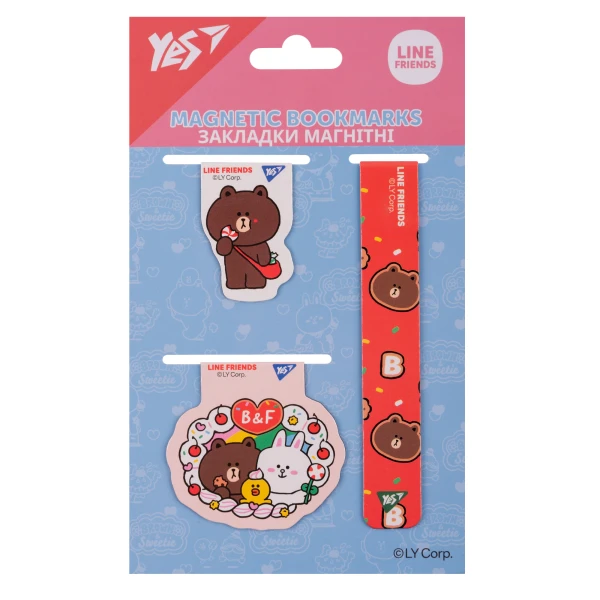 Закладки магнітні YES "Line Friends", 3 шт, 708358